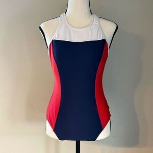 New! Nautica Red/White/Blue, Cut-Out Back. Swimsuit. Size 8.